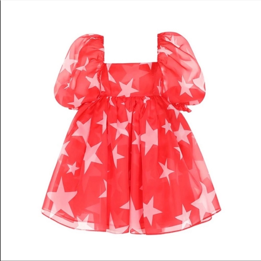 SELKIE Puff Dress red star print babydoll size XS